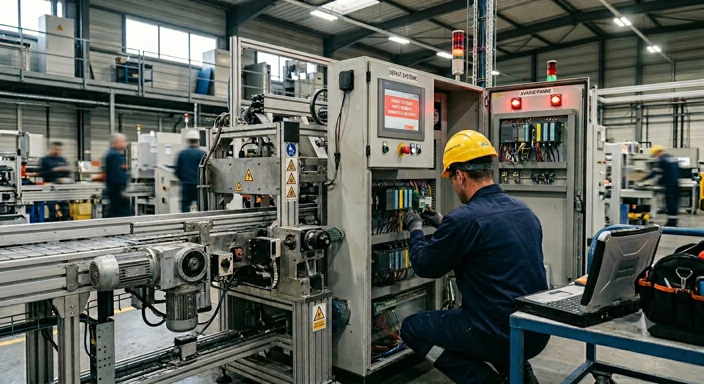 Technicien intervenant sur une machine industrielle